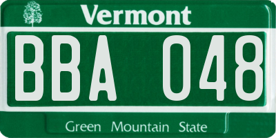 VT license plate BBA048