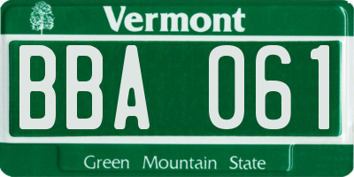 VT license plate BBA061