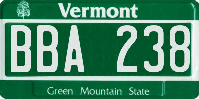 VT license plate BBA238