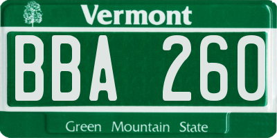VT license plate BBA260