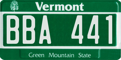 VT license plate BBA441