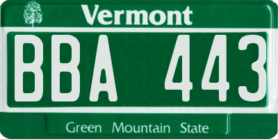 VT license plate BBA443