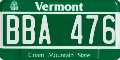 VT license plate BBA476