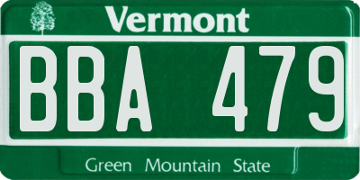 VT license plate BBA479