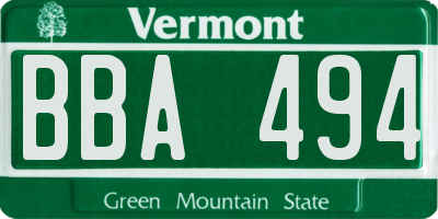 VT license plate BBA494