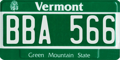 VT license plate BBA566