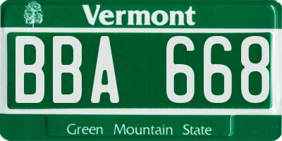 VT license plate BBA668