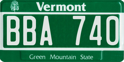 VT license plate BBA740