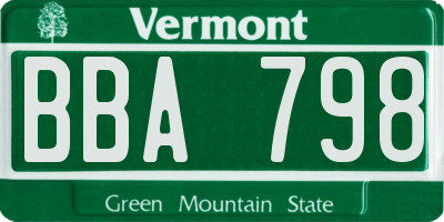 VT license plate BBA798