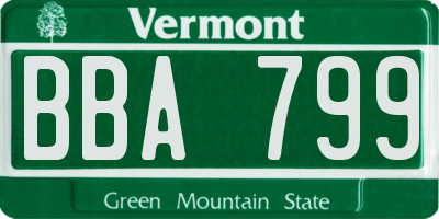 VT license plate BBA799