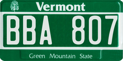 VT license plate BBA807