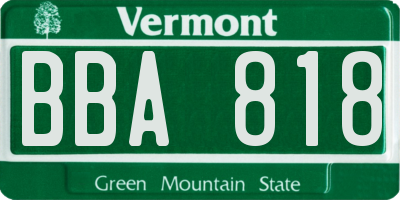 VT license plate BBA818