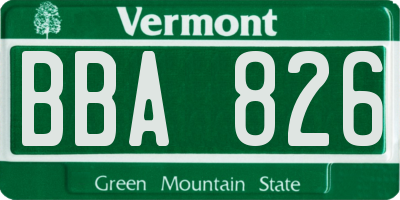 VT license plate BBA826