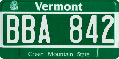 VT license plate BBA842