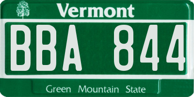 VT license plate BBA844