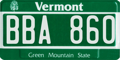 VT license plate BBA860