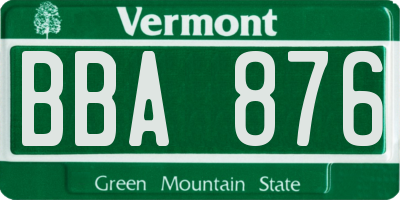 VT license plate BBA876