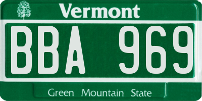 VT license plate BBA969