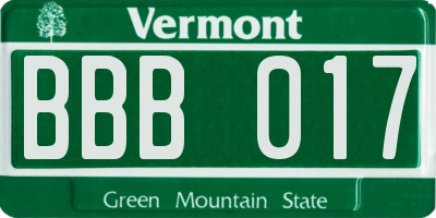 VT license plate BBB017