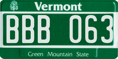 VT license plate BBB063