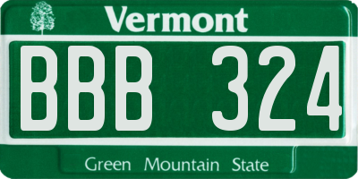 VT license plate BBB324