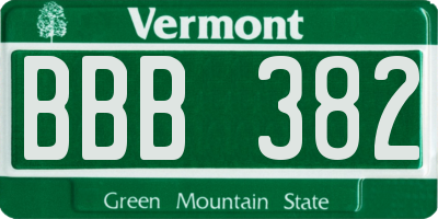 VT license plate BBB382