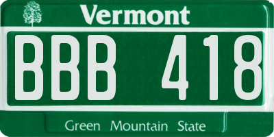VT license plate BBB418