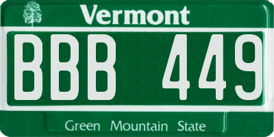 VT license plate BBB449