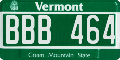 VT license plate BBB464