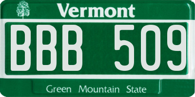 VT license plate BBB509