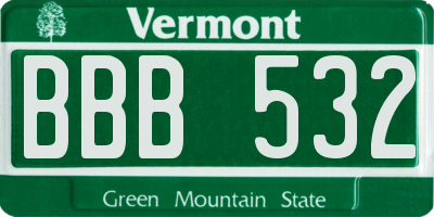 VT license plate BBB532