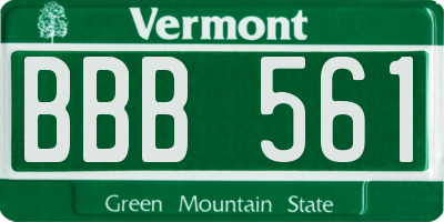 VT license plate BBB561