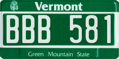VT license plate BBB581