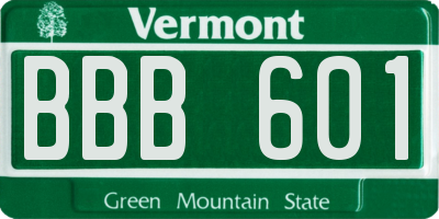 VT license plate BBB601