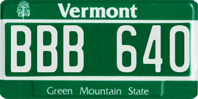 VT license plate BBB640