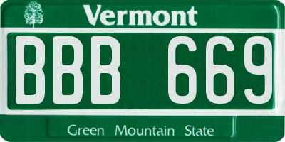 VT license plate BBB669