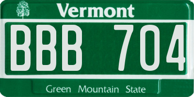 VT license plate BBB704