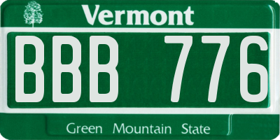 VT license plate BBB776