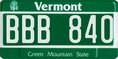 VT license plate BBB840