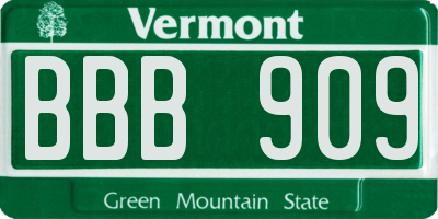 VT license plate BBB909