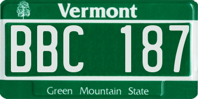 VT license plate BBC187