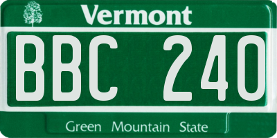 VT license plate BBC240