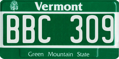 VT license plate BBC309
