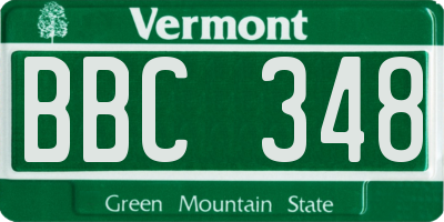 VT license plate BBC348