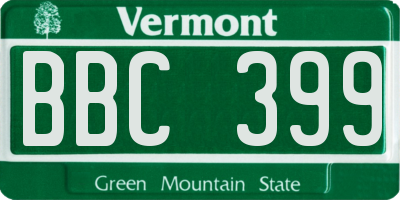 VT license plate BBC399