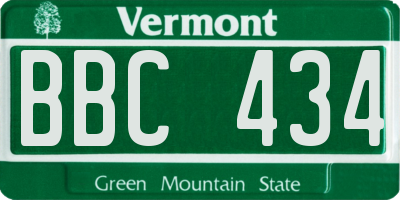 VT license plate BBC434