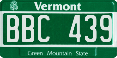 VT license plate BBC439
