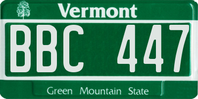 VT license plate BBC447