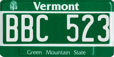 VT license plate BBC523