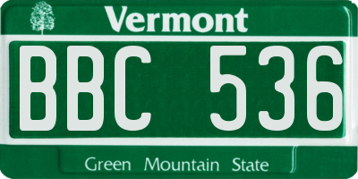 VT license plate BBC536
